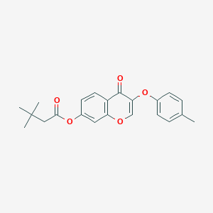 molecular formula C22H22O5 B285154 3-(4-methylphenoxy)-4-oxo-4H-chromen-7-yl 3,3-dimethylbutanoate 