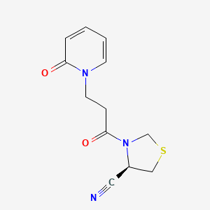 B2851595 (4R)-3-[3-(2-Oxopyridin-1-yl)propanoyl]-1,3-thiazolidine-4-carbonitrile CAS No. 2248553-79-7