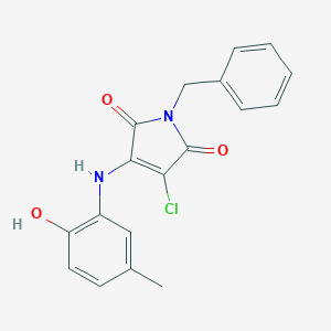 molecular formula C18H15ClN2O3 B285161 1-benzyl-3-chloro-4-[(2-hydroxy-5-methylphenyl)amino]-1H-pyrrole-2,5-dione 