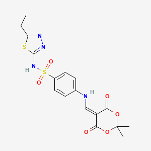 molecular formula C17H18N4O6S2 B2851612 4-(((2,2-dimethyl-4,6-dioxo-1,3-dioxan-5-ylidene)methyl)amino)-N-(5-ethyl-1,3,4-thiadiazol-2-yl)benzenesulfonamide CAS No. 354132-98-2