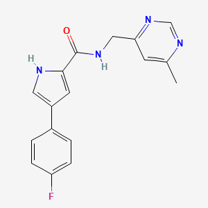 molecular formula C17H15FN4O B2851627 4-(4-fluorophenyl)-N-((6-methylpyrimidin-4-yl)methyl)-1H-pyrrole-2-carboxamide CAS No. 2190365-72-9