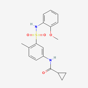molecular formula C18H20N2O4S B2851635 N-{3-[(2-methoxyphenyl)sulfamoyl]-4-methylphenyl}cyclopropanecarboxamide CAS No. 924138-80-7