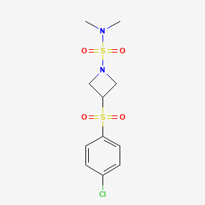 molecular formula C11H15ClN2O4S2 B2851651 3-((4-chlorophenyl)sulfonyl)-N,N-dimethylazetidine-1-sulfonamide CAS No. 1448057-93-9