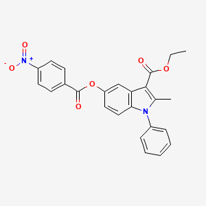 molecular formula C25H20N2O6 B2851657 Ethyl 2-methyl-5-(4-nitrobenzoyl)oxy-1-phenylindole-3-carboxylate CAS No. 321968-35-8