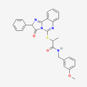 molecular formula C27H24N4O3S B2851673 N-(3-methoxybenzyl)-2-((3-oxo-2-phenyl-2,3-dihydroimidazo[1,2-c]quinazolin-5-yl)thio)propanamide CAS No. 1173746-61-6