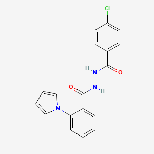 molecular formula C18H14ClN3O2 B2851682 N'-(4-chlorobenzoyl)-2-(1H-pyrrol-1-yl)benzenecarbohydrazide CAS No. 478063-00-2