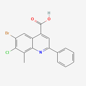 molecular formula C17H11BrClNO2 B2851685 6-Bromo-7-chloro-8-methyl-2-phenylquinoline-4-carboxylic acid CAS No. 894552-27-3