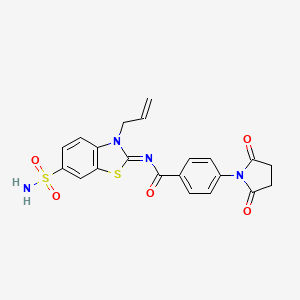 molecular formula C21H18N4O5S2 B2851687 (Z)-N-(3-allyl-6-sulfamoylbenzo[d]thiazol-2(3H)-ylidene)-4-(2,5-dioxopyrrolidin-1-yl)benzamide CAS No. 865176-24-5