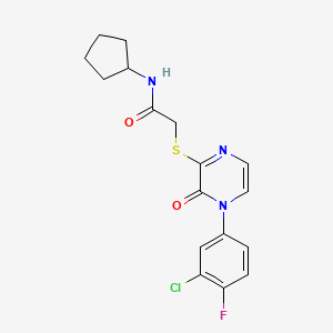 2-[4-(3-chloro-4-fluorophenyl)-3-oxopyrazin-2-yl]sulfanyl-N-cyclopentylacetamide
