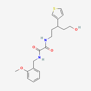 B2851695 N-[5-hydroxy-3-(thiophen-3-yl)pentyl]-N'-[(2-methoxyphenyl)methyl]ethanediamide CAS No. 2097866-06-1