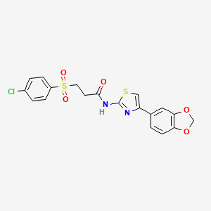 B2851700 N-(4-(benzo[d][1,3]dioxol-5-yl)thiazol-2-yl)-3-((4-chlorophenyl)sulfonyl)propanamide CAS No. 898414-58-9