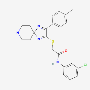 B2851703 N-(3-chlorophenyl)-2-((8-methyl-3-(p-tolyl)-1,4,8-triazaspiro[4.5]deca-1,3-dien-2-yl)thio)acetamide CAS No. 1189667-40-0