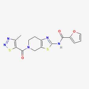 B2851706 N-(5-(4-methyl-1,2,3-thiadiazole-5-carbonyl)-4,5,6,7-tetrahydrothiazolo[5,4-c]pyridin-2-yl)furan-2-carboxamide CAS No. 1351632-06-8