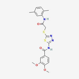 molecular formula C21H22N4O4S2 B2851712 N-[5-[2-(2,5-二甲基苯胺基)-2-氧代乙基]硫代-1,3,4-噻二唑-2-基]-3,4-二甲氧基苯甲酰胺 CAS No. 392295-26-0