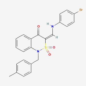 B2851719 (3E)-3-{[(4-bromophenyl)amino]methylene}-1-(4-methylbenzyl)-1H-2,1-benzothiazin-4(3H)-one 2,2-dioxide CAS No. 893311-73-4