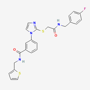 B2851723 3-(2-((2-((4-fluorobenzyl)amino)-2-oxoethyl)thio)-1H-imidazol-1-yl)-N-(thiophen-2-ylmethyl)benzamide CAS No. 1115440-08-8