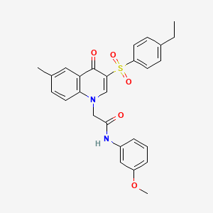 molecular formula C27H26N2O5S B2851730 2-(3-((4-乙基苯基)磺酰基)-6-甲基-4-氧代喹啉-1(4H)-基)-N-(3-甲氧基苯基)乙酰胺 CAS No. 898373-98-3