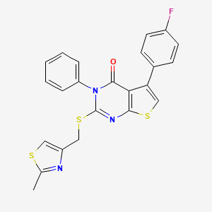 B2851738 5-(4-fluorophenyl)-2-{[(2-methyl-1,3-thiazol-4-yl)methyl]sulfanyl}-3-phenyl-3H,4H-thieno[2,3-d]pyrimidin-4-one CAS No. 690645-19-3