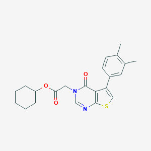 molecular formula C22H24N2O3S B285174 cyclohexyl (5-(3,4-dimethylphenyl)-4-oxothieno[2,3-d]pyrimidin-3(4H)-yl)acetate 