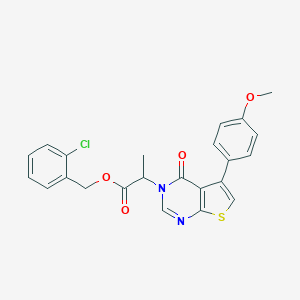 molecular formula C23H19ClN2O4S B285175 2-chlorobenzyl 2-(5-(4-methoxyphenyl)-4-oxothieno[2,3-d]pyrimidin-3(4H)-yl)propanoate 