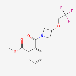 molecular formula C14H14F3NO4 B2851752 Methyl 2-(3-(2,2,2-trifluoroethoxy)azetidine-1-carbonyl)benzoate CAS No. 2034338-84-4