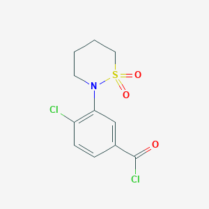 molecular formula C11H11Cl2NO3S B2851763 4-Chloro-3-(1,1-dioxo-1$l^{6},2-thiazinan-2-yl)benzoyl chloride CAS No. 1798018-47-9