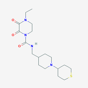 molecular formula C18H30N4O3S B2851765 4-乙基-2,3-二氧代-N-{[1-(噻-4-基)哌啶-4-基]甲基}哌嗪-1-甲酰胺 CAS No. 2097936-21-3