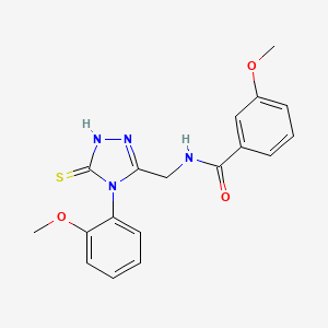 molecular formula C18H18N4O3S B2851770 3-methoxy-N-[[4-(2-methoxyphenyl)-5-sulfanylidene-1H-1,2,4-triazol-3-yl]methyl]benzamide CAS No. 391886-76-3