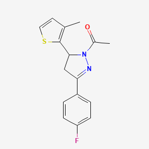 B2851776 1-(3-(4-fluorophenyl)-5-(3-methylthiophen-2-yl)-4,5-dihydro-1H-pyrazol-1-yl)ethanone CAS No. 1040644-73-2