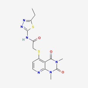 molecular formula C15H16N6O3S2 B2851787 2-((1,3-二甲基-2,4-二氧代-1,2,3,4-四氢吡啶并[2,3-d]嘧啶-5-基)硫代)-N-(5-乙基-1,3,4-噻二唑-2-基)乙酰胺 CAS No. 899988-11-5
