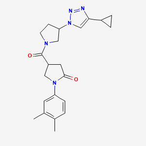 B2851789 4-(3-(4-cyclopropyl-1H-1,2,3-triazol-1-yl)pyrrolidine-1-carbonyl)-1-(3,4-dimethylphenyl)pyrrolidin-2-one CAS No. 2034222-95-0