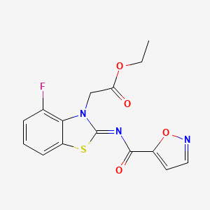 molecular formula C15H12FN3O4S B2851796 (Z)-乙基 2-(4-氟-2-((异恶唑-5-羰基)亚氨基)苯并[d]噻唑-3(2H)-基)乙酸酯 CAS No. 1007076-10-9