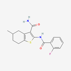 molecular formula C17H17FN2O2S B2851803 2-(2-Fluorobenzamido)-5-methyl-4,5,6,7-tetrahydrobenzo[b]thiophene-3-carboxamide CAS No. 476280-21-4
