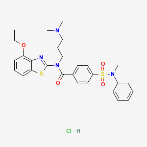molecular formula C28H33ClN4O4S2 B2851808 N-(3-(dimethylamino)propyl)-N-(4-ethoxybenzo[d]thiazol-2-yl)-4-(N-methyl-N-phenylsulfamoyl)benzamide hydrochloride CAS No. 1052535-94-0