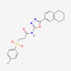 molecular formula C21H20FN3O4S B2851815 3-((4-fluorophenyl)sulfonyl)-N-(5-(5,6,7,8-tetrahydronaphthalen-2-yl)-1,3,4-oxadiazol-2-yl)propanamide CAS No. 899734-75-9