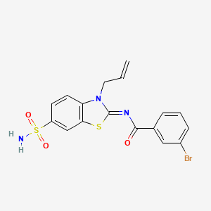 molecular formula C17H14BrN3O3S2 B2851824 (Z)-N-(3-allyl-6-sulfamoylbenzo[d]thiazol-2(3H)-ylidene)-3-bromobenzamide CAS No. 865175-93-5