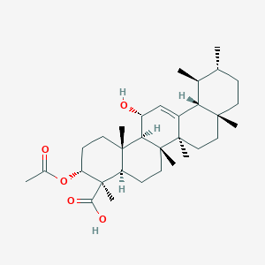 molecular formula C32H50O5 B2851826 (3R,4R,4aR,6aR,6bS,8aR,11R,12S,12aR,14R,14aR,14bS)-3-acetyloxy-14-hydroxy-4,6a,6b,8a,11,12,14b-heptamethyl-2,3,4a,5,6,7,8,9,10,11,12,12a,14,14a-tetradecahydro-1H-picene-4-carboxylic acid CAS No. 146019-25-2
