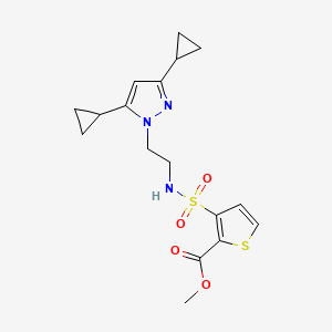 molecular formula C17H21N3O4S2 B2851833 methyl 3-(N-(2-(3,5-dicyclopropyl-1H-pyrazol-1-yl)ethyl)sulfamoyl)thiophene-2-carboxylate CAS No. 1797236-13-5