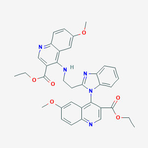 molecular formula C35H33N5O6 B285184 ethyl 4-[2-(2-{[3-(ethoxycarbonyl)-6-methoxyquinolin-4-yl]amino}ethyl)-1H-benzimidazol-1-yl]-6-methoxyquinoline-3-carboxylate 