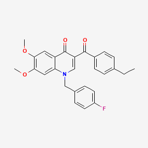 molecular formula C27H24FNO4 B2851855 3-(4-ethylbenzoyl)-1-(4-fluorobenzyl)-6,7-dimethoxyquinolin-4(1H)-one CAS No. 866727-28-8