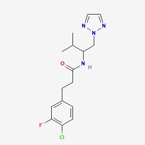 molecular formula C16H20ClFN4O B2851866 3-(4-chloro-3-fluorophenyl)-N-(3-methyl-1-(2H-1,2,3-triazol-2-yl)butan-2-yl)propanamide CAS No. 2034343-25-2