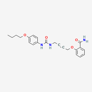 molecular formula C22H25N3O4 B2851873 2-((4-(3-(4-Butoxyphenyl)ureido)but-2-yn-1-yl)oxy)benzamide CAS No. 1448026-75-2