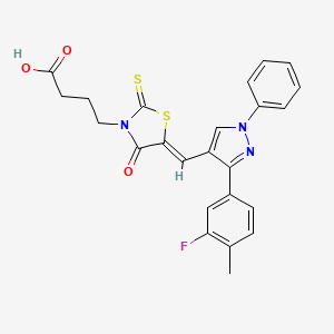 molecular formula C24H20FN3O3S2 B2851881 (Z)-4-(5-((3-(3-fluoro-4-methylphenyl)-1-phenyl-1H-pyrazol-4-yl)methylene)-4-oxo-2-thioxothiazolidin-3-yl)butanoic acid CAS No. 623936-17-4