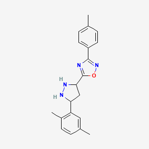molecular formula C20H18N4O B2851886 5-[5-(2,5-Dimethylphenyl)pyrazolidin-3-yl]-3-(4-methylphenyl)-1,2,4-oxadiazole CAS No. 1240165-24-5