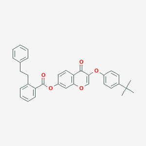 molecular formula C34H30O5 B285189 3-(4-tert-butylphenoxy)-4-oxo-4H-chromen-7-yl 2-(2-phenylethyl)benzoate 