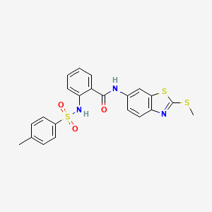 molecular formula C22H19N3O3S3 B2851896 2-[(4-methylphenyl)sulfonylamino]-N-(2-methylsulfanyl-1,3-benzothiazol-6-yl)benzamide CAS No. 313395-54-9