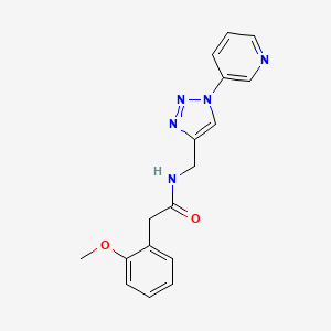 molecular formula C17H17N5O2 B2851902 2-(2-methoxyphenyl)-N-((1-(pyridin-3-yl)-1H-1,2,3-triazol-4-yl)methyl)acetamide CAS No. 2034385-23-2