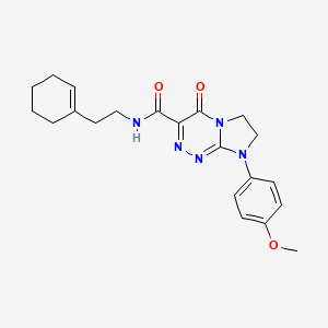 molecular formula C21H25N5O3 B2851903 N-(2-(cyclohex-1-en-1-yl)ethyl)-8-(4-methoxyphenyl)-4-oxo-4,6,7,8-tetrahydroimidazo[2,1-c][1,2,4]triazine-3-carboxamide CAS No. 946230-21-3