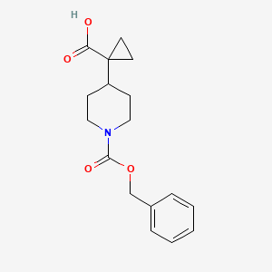 molecular formula C17H21NO4 B2851906 1-(1-Phenylmethoxycarbonylpiperidin-4-yl)cyclopropane-1-carboxylic acid CAS No. 2248400-84-0