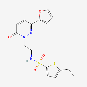molecular formula C16H17N3O4S2 B2851910 5-ethyl-N-(2-(3-(furan-2-yl)-6-oxopyridazin-1(6H)-yl)ethyl)thiophene-2-sulfonamide CAS No. 946212-50-6